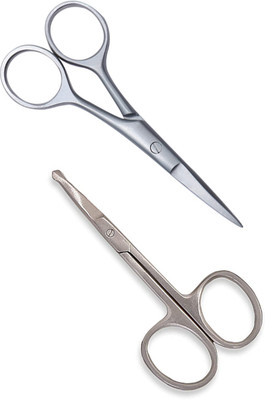 Verceys Facial Hair Small Scissors Eyebrow, Nose Hair, Mustache, Beard, Eyelashes, Ear Scissors(Set of 2, Silver)