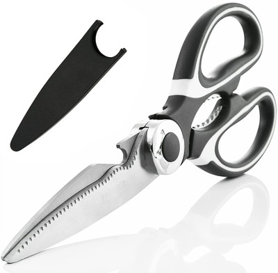 SK MART Multi Purpose Kitchen Scissors For Meat, Fish, Veg - Nutcracker Scissors(Set of 1, Black, White)