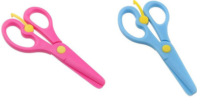 Kandle 2 PCS Plastic Preschool Training Scissors Children SafetyTraining Scissors Scissors(Set of 2, Multicolor)