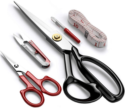 Gemsy White Blade Scissors Combo Scissors(Set of 3, White Blade Black Handle)