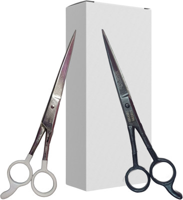 STEAD Professional Barber Scissors Salon Set, Silver and Black for Hair cutting Scissors(Set of 2, Multicolor)
