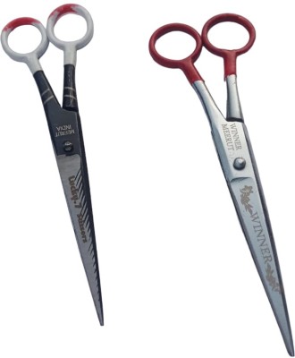 GOSCIS Hair cutting Men Women Scissors for Beard and Mustache Styling Trimming Scissors Scissors(Set of 2, Black, Silver)