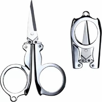LIGHT BEAUTY Emergency Mini Foldable Scissors Scissors(Set of 1, Silver)