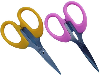 DHSHARPYOYO Small scissors for moustache trimming, for nose hair cutting-IV57 Scissors(Set of 2, Yellow, Pink)