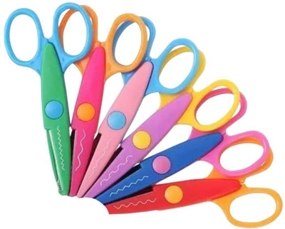 Posshe Art and Craft Paper Shaper Zig Zag Scissor for DIY Craft Work Scissors(Set of 6, Multicolor)