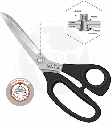 Jyoti Kai Scissor - N 5210, 8-inch Made in Japan, Stainless Steel with Vanadium, Scissors(Set of 1, Black)