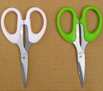 DSHARPP YOYO Mini multipurpose scissor/art & craft scissor/paper cutting scissors-IX-59 Scissors(Set of 2, White, Green)