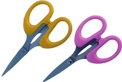 DHSHARPYOYO Small scissors for moustache trimming, for nose hair cutting-IV59 Scissors(Set of 2, Pink, Yellow)