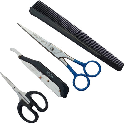 Darshan 6 Inch Barber Hair Cutting Combo Scissor Razor, Elegant Comb Set Scissors(Set of 2, Blue)