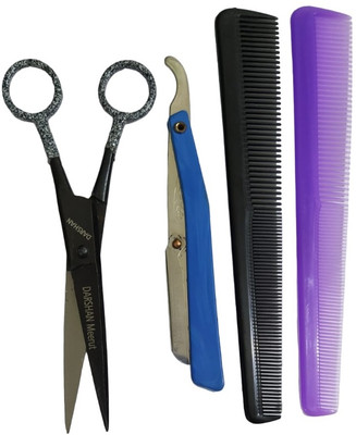 Darshan Hair Cutting Hairdressing Tool Scissor Nose Hair Cutting Combo Scissors(Set of 1, Grey, Black)