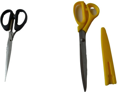 BlessCreations pack of 2 Steel Scissors Combo Scissors(Set of 2, Black, Yellow)