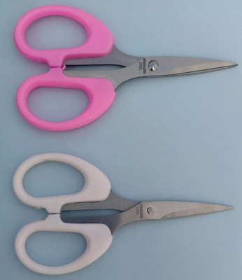 DSHARPP YOYO Plastic handle cutting paper school stationery office scissors-IX-52 Scissors(Set of 2, White, Pink)