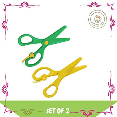 KIDIVO Plastic Kids Safety Craft Scissors/Child-Safe Scissors(Set of 2, Multicolor)