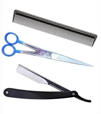 aramco india Hair Cutting Scissors Razoe and comb Combo Scissors(Set of 3, Multicolor)