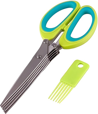 AARVI ENTERPRISES Multi-Blade Stainless Steel Herb Cutter, Shredding Scissors for Kitchen Scissors(Set of 1, Multicolor)