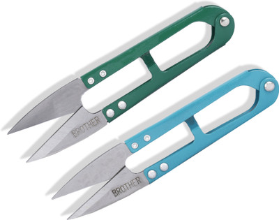 TEQZIA Compact & Sharp Stainless Steel Sewing Scissors for Quick Thread Trimming Scissors(Set of 2, Blue, Green)