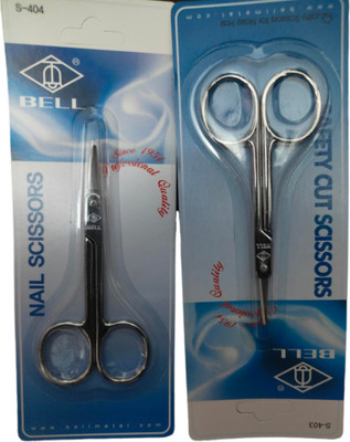 Dhanishka Bell Imported Nail And Safety Cut Nostril Scissor Combo Pack Scissors(Set of 2, Silver)
