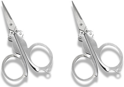 Crafts Haveli Foldable Scissors Pack of 2 – Stainless Steel Mini Travel Scissor for DIY Craft Scissors(Set of 2, Silver)