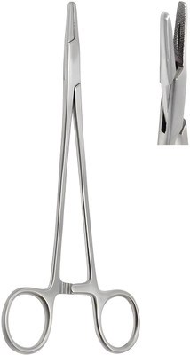 STYRKR Surgicals Deluxe Quality Mayo Hegar Needle Holding Forceps (6 Inch) Scissors(Set of 1, Silver)