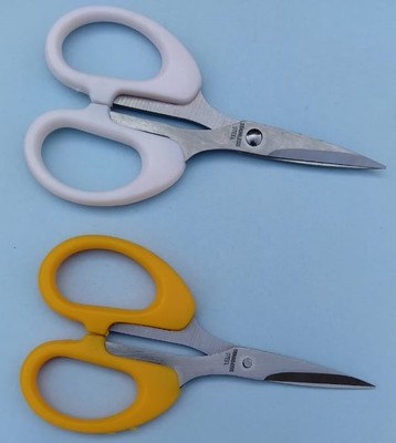 DSHARPP YOYO Small scissors for moustache trimming, for nose hair cutting-IX-9 Scissors(Set of 2, White, Yellow)