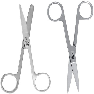 alis Surgical Scissor Pack of 2 Pcs Dressing Scissor Sharp Sharp | Sharp Blunt 8 inch Scissors(Set of 2, Silver)