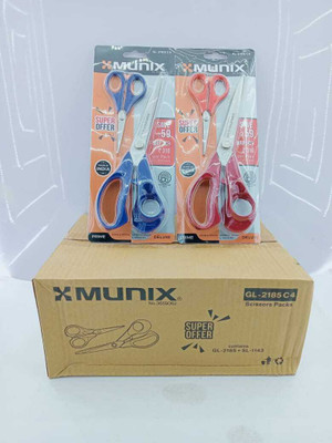 Jain Associates Scissors_GL-2185 C4_Pack_Of_3_Pcs. Scissors(Set of 6, Red, Blue)