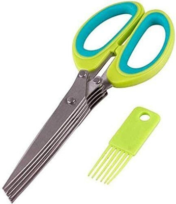 GRILAX 5 Blade Layers Vegetable Stainless Steel Herbs Scissor with Blade Comb Scissors(Set of 1, Multicolor)