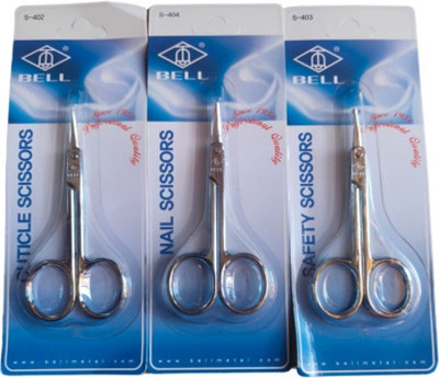 Dhanishka Bell Imported Combo Nail Nostril and Cuticle Scissor Pack of 3 Scissors(Set of 3, Silver)