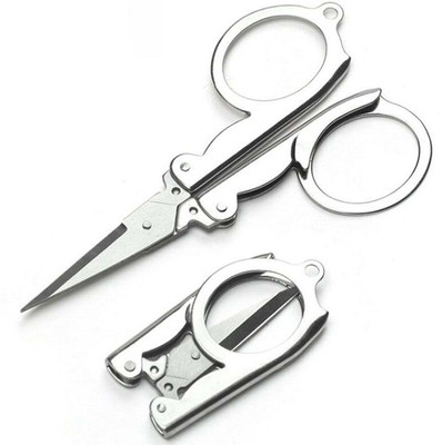 SHARPLEY Travel Scissors Foldable Paper String Craft Shred Scissors-IX56 Scissors(Set of 1, Silver)