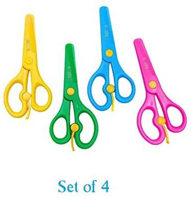 KIDIVO Plastic Kids Safety Craft Scissors/Child-Safe Pack Of 4 Scissors(Set of 4, Multicolor)