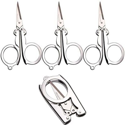 Freehand 101 Stainless Steel Folding Portable Travel Scissors Scissors(Set of 4, Silver)