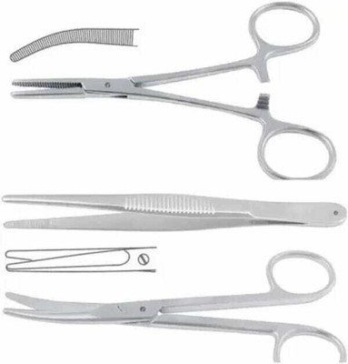 SANJU Khushi surgicals Artery forcep, Mayo scissor ,Dissecting Plain forcep 6inch Scissors(Set of 3, Silver)