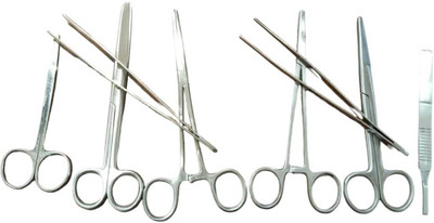 Forgesy 8 pcs surgical instrument kit (multi purpose instruments) (pack of 8 pcs) Scissors(Set of 3, Silver)