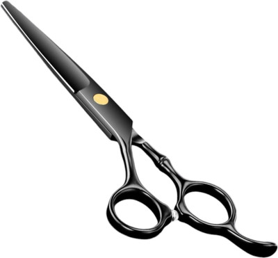 feelhigh Stainless Steel Black Barber Hair Cutting Scissors Straight Scissors Salon Tools Scissors(Set of 1, Black)
