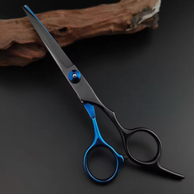 feelhigh Stainless Steel Barber Hair Cutting Scissors Straight Scissors Salon Scissors(Set of 1, BlackBlue)