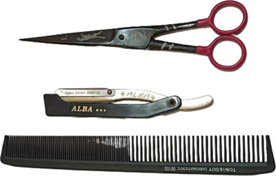 aramco india Barber Uniqure Kit Scissor Comb and Razor Scissors(Set of 1, Multicolor)