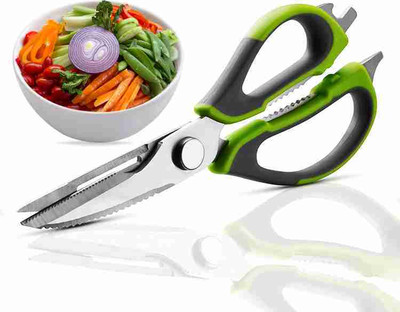 SK MART 10 in 1 Mighty Shears Multipurpose Stainless Steel Best Scissors(Set of 1, Green, Grey)