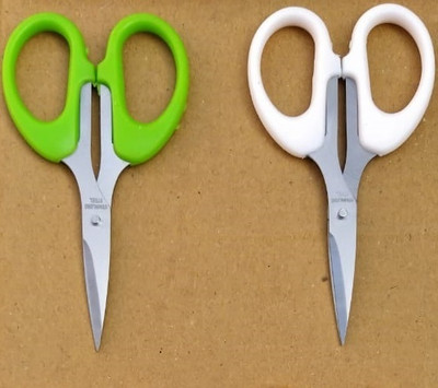 DSHARPP YOYO Multipurpose Art and Craft Small Grooming Scissors-IX-62 Scissors(Set of 2, White, Green)