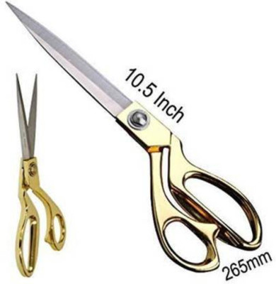 dinojames Tailor Scissor 10.5inch Scissors(Set of 1, Silver, golden hand grip)