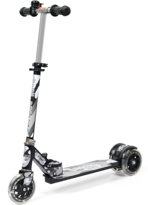 Bebbix Shark 3 Wheel Kick Scooter, LED Wheels With Music and Lights Adjustable Height Kids Scooter(Black, Pack of 1)
