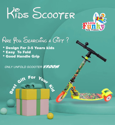 Little Funky Stylo Scooty Metal Frame,3 Adjustable Height Kids Scooter(Green)