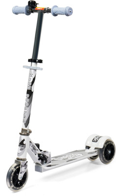 Bebbix Shark 3 Wheel Kick Scooter, LED Wheels With Music and Lights Adjustable Height Kids Scooter(Scooter White, Pack of 1)