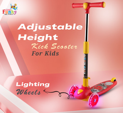 Little Funky Foldable Height Adjustable Pluto Kids Scooter with Lighting Wheels Kids Scooter(Red, Pack of 1)