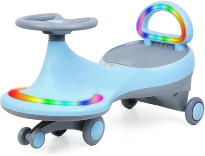 Little lions Magical Swing Car | Musical Rhymes and Colorful Led Lights with Backrest Led Kids Scooter(Blue, Pack of 1)
