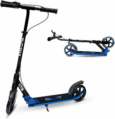 Jaspo Glitmax Aluminum Kick Scooter, 175mm Wheels,120kg Limit, Brakes,Adjustable Sizes Adult Scooter(Blue, Black, Pack of 1)