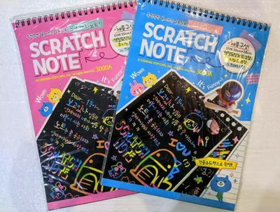 Sabahz Trading A6 Size Paper Sheet Art Book and Craft Paper Rainbow Scratch Book Pack of 2 Theme,  Scrapbook Kit(DIY)