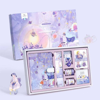 ZORIADA Lightheart Design Little Prince Purple Diary Set: Notebook with Bullet Journal Theme,  Scrapbook Kit(DIY)