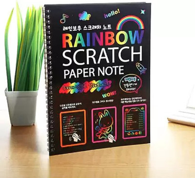 BM RETAIL 1pcs Rainbow ART Scratch Book pack of 1 Theme,  Scrapbook Kit(Partially Assembled)