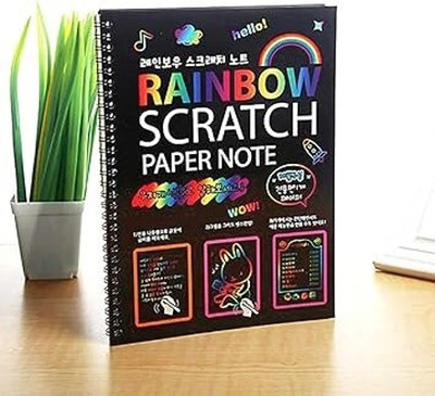 KRYTONE A4 Rainbow Art Scratch Paper Book Sheets with Stylus, 10 Pages :Pack of 1 Pcs Theme,  Scrapbook Kit(DIY)