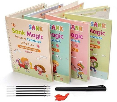 Z-Plus Sank Magic Practice Notebook (4 Book + 10 Refill) for Preschoolers with Pen, Theme, Scrapbook Kit(DIY) Z-Plus Sank Magic Practice Notebook (4 Book + 10 Refill) for Preschoolers with Pen, Theme, Scrapbook Kit(DIY)